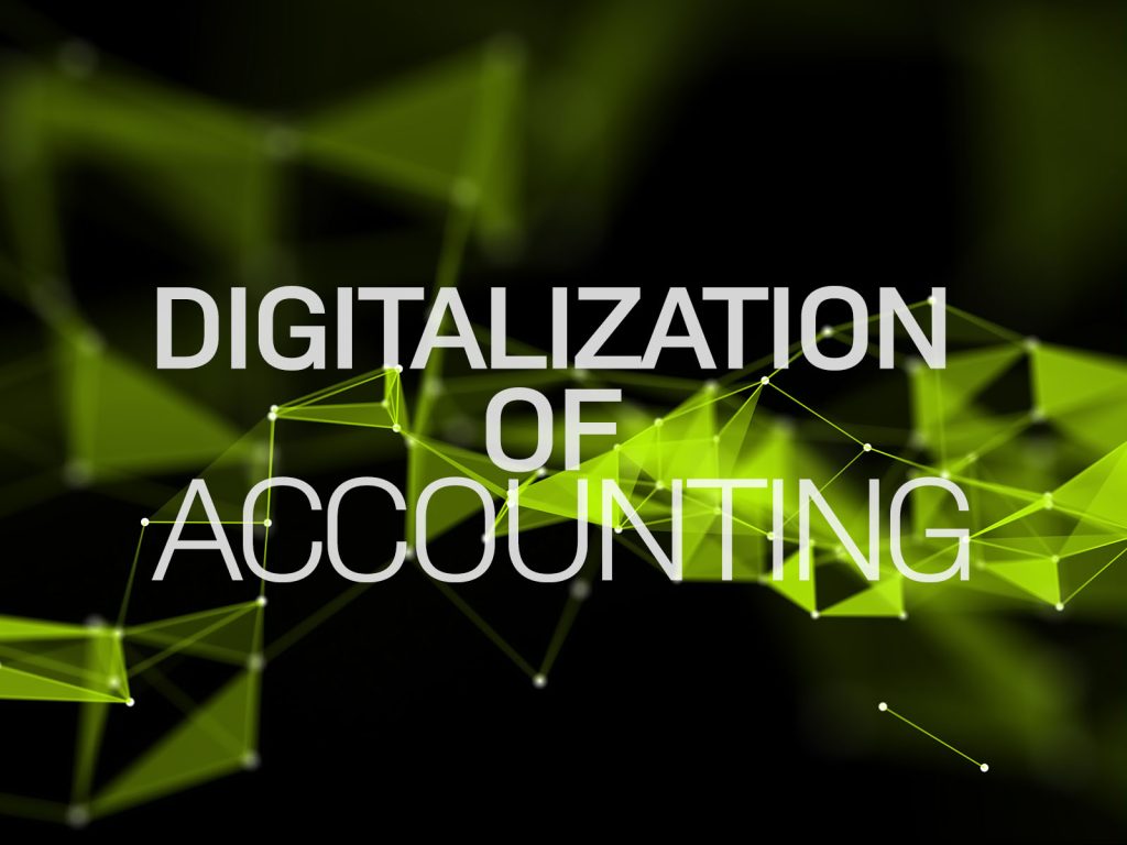 Digitalization of accounting in the Czech Republic – illustration showing cloud-based bookkeeping, AI automation, and outsourced accounting services for Czech SMEs.