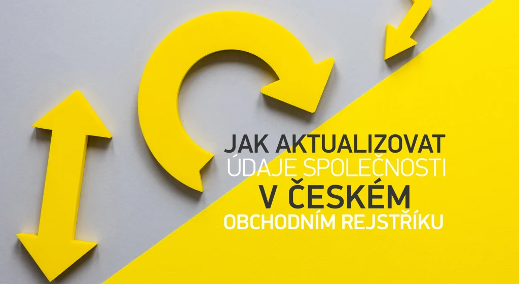 Aktualizace údajů společnosti v Obchodním rejstříku – ilustrace podání změn jako nové sídlo, jmenování jednatele, změny společníků a opravy názvu společnosti.