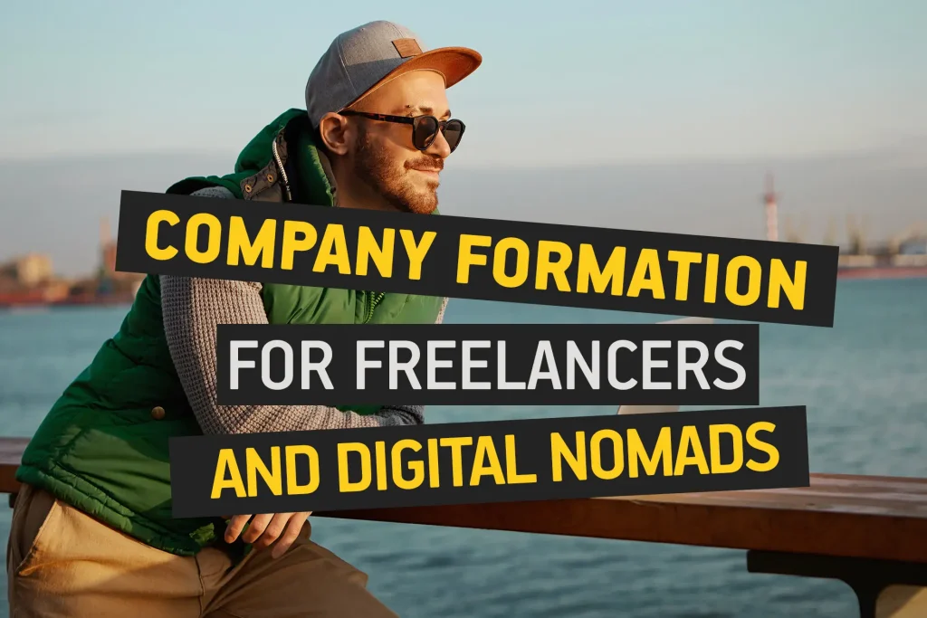 Freelancer registering a company online while working remotely