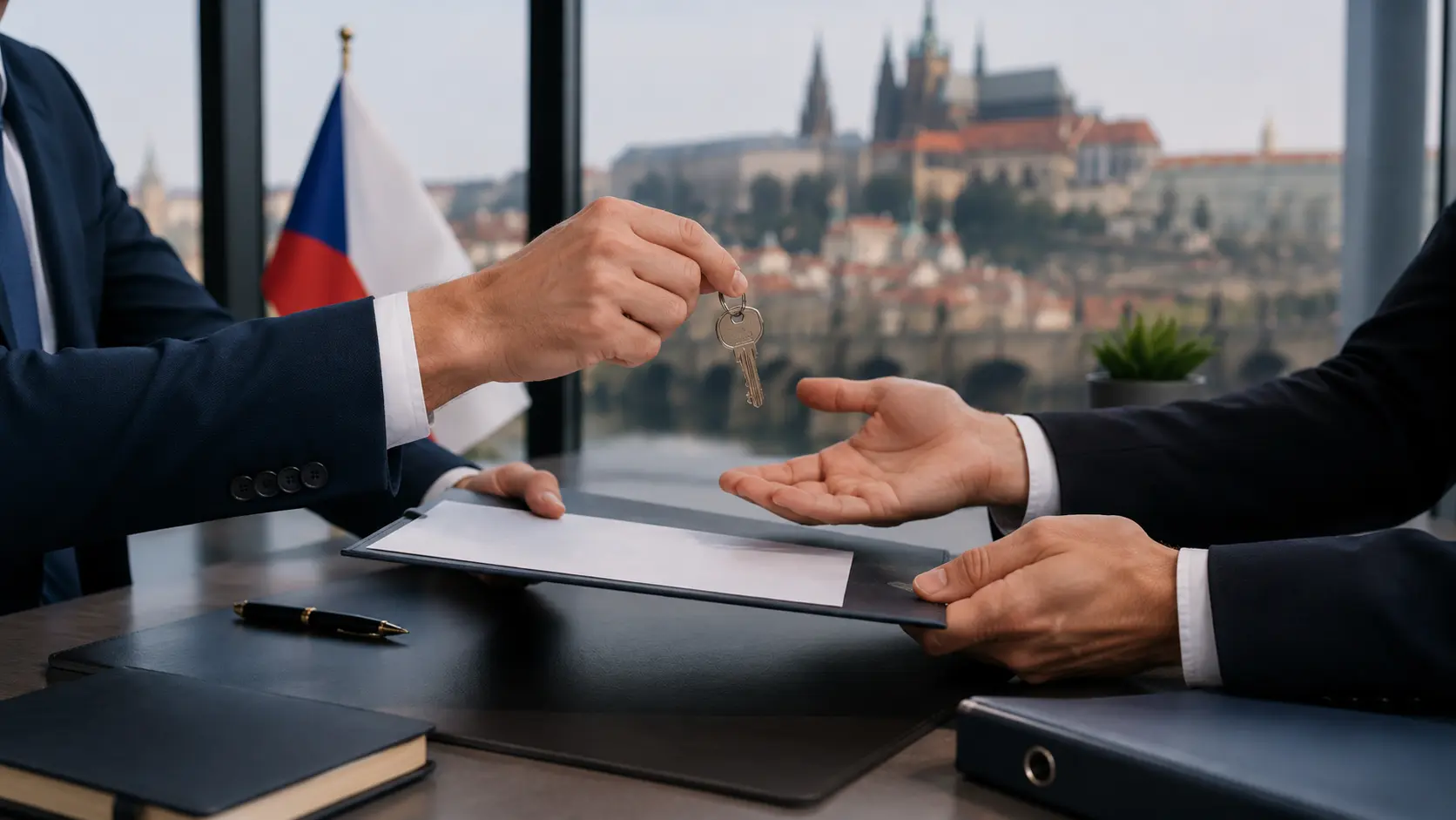 Podpis smlouvy o převodu vlastnického podílu v české s.r.o.